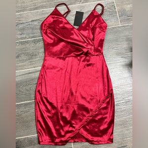 Red satin dress